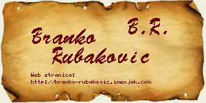 Branko Rubaković vizit kartica